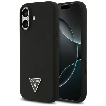 Guess Silicone Triangle Logo MagSafe vāciņš iPhone 17 - Melns