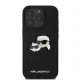 Karl Lagerfeld iPhone 16 Pro vāciņš Monogram Karl & Choupette Head Pin, melns