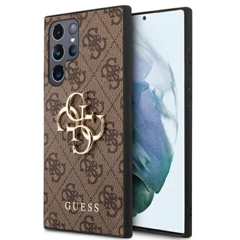Guess Samsung Galaxy S22 Ultra vāciņš 4G Big Metal Logo, brūns