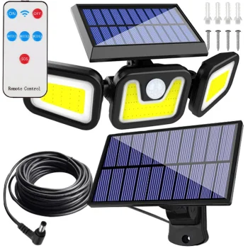 Solārā dārza lampa ar kustības un krēslas sensoru, 171 LED, atsevišķs panelis