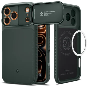 Spigen Optik Armor MagSafe vāciņš iPhone 17 Pro tālrunim, Zaļš