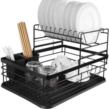 Divstāvu trauku žāvētājs Ruhhy, Melns | Two-tier Dish Dryer