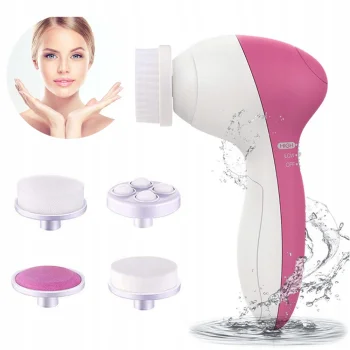 Elektriskā sejas tīrīšanas birste un masieris 5-in-1, Rozā/Balta
