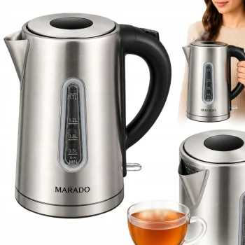 Elektriskā tējkanna 1.7L 1850-2200W, nerūsējošais tērauds, sudraba