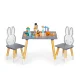 Ecotoys WH141 bērnu galds ar 2 krēsliem, zaķīšu motīvs