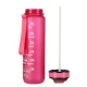 Necaurlaidīga Ūdens Pudele ar Laika Atgādinājuma Marķieri bez BPA, 1L, Rozā | Motivational Water Bottle with Time...