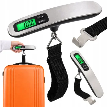 Elektroniskie bagāžas svari ar LCD ekrānu, līdz 50 kg, sudraba / melni