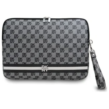 DKNY Checkered Pattern Printed Stripes klēpjdatora maciņš 14", melns