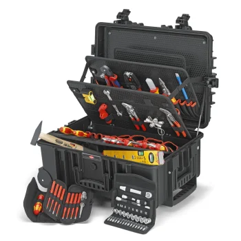 Instrumentu koferis uz riteņiem KNIPEX Robust45 Move Electric ar 63 instrumentiem