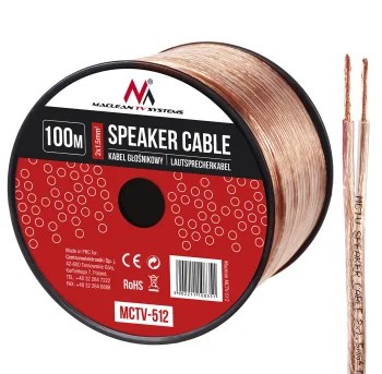 Maclean MCTV-512 skaļruņu kabelis 2x1.5mm², 100m, caurspīdīgs