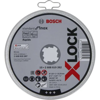 Griešanas disku komplekts Bosch X-LOCK Standard for Inox 125 x 1 mm, 10 gab.