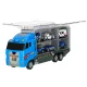 Kravas automašīna-transporteris ar palaidēju un 6 policijas auto