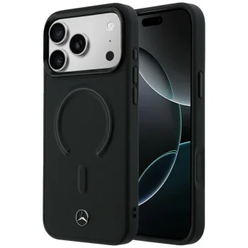 Mercedes Leather 3D MagSafe vāciņš iPhone 17 Pro, melns