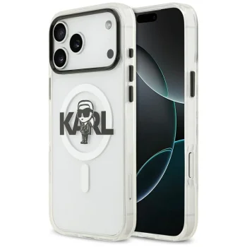 Karl Lagerfeld IML Karl Sketch Logo MagSafe vāciņš iPhone 17 Pro Max, caurspīdīgs