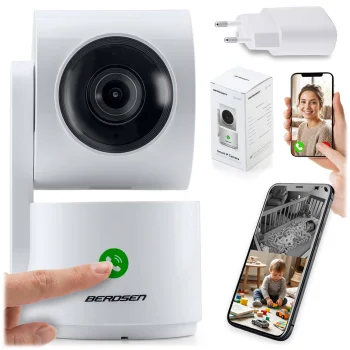 Grozāma IP kamera un mazuļa monitors Berdsen BD-942 3 MP Wi-Fi, balta