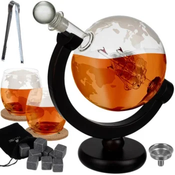 Dāvanu Komplekts Karafe un Viskija Glāzes Globuss, 850 ml | Gift Set Decanter and Whiskey Glasses Globe