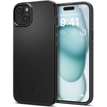 Spigen iPhone 15 vāciņš Thin Fit, melns