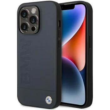 BMW ādas aizsargvāciņš iPhone 14 Pro Max BMHMP14XSLLNA Tumši zils