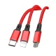 XO NB173 3in1 USB kabelis – Lightning, USB-C, microUSB, 1.2 m, 2.4A, sarkans