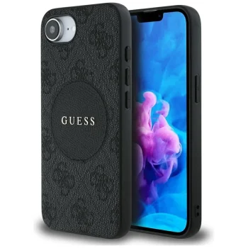Guess 4G Circle Classic Logo MagSafe vāciņš Apple iPhone 16e - Melns