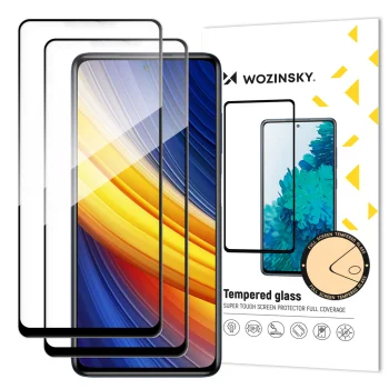 5D aizsargstikls Xiaomi Redmi Note 9 Pro / 9s / Max, 2 gab., Melns Pilna Pārklājuma (Tempered Glass)