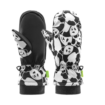 Qunature Panda bērnu slēpošanas cimdi, S izmērs, melni/balti