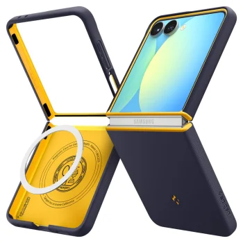 Spigen Nano Pop MagSafe vāciņš Samsung Galaxy Z Flip 7, Navy Blue/Yellow