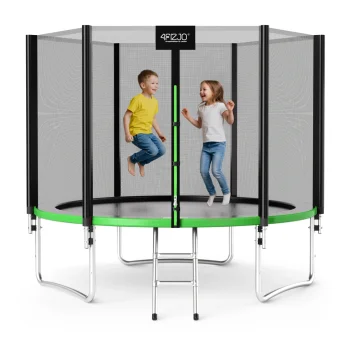 4FIZJO CLASSIC dārza batuts ar tīklu un kāpnēm 312 cm 10 FT, zaļi melns