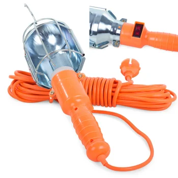 Darbnīcas lampa ar 10m vadu un āķi, 230V, oranža