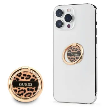 Guess Ring Stand Leopard Collection tālruņa turētājs, brūns