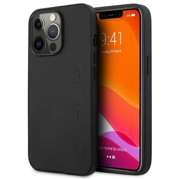 Vāciņš iPhone 14 Pro Max 6.7" AMG Leather Hot Stamped AMHCP14XDOLBK, melns