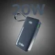 Ārējais akumulators SBS 10000 mAh 20W ar iebūvētu USB-C vadu un LCD displeju, tumši pelēks