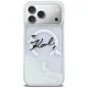Karl Lagerfeld Liquid Glitter Karl Script Logo MagSafe vāciņš iPhone 17 Pro Max, caurspīdīgs