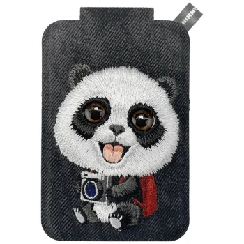 Nimmy New Big-Eye Cute Pets 2.0 Panda magnētiskais maciņš ar statīvu, melns