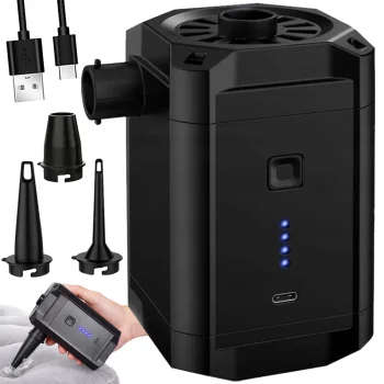 Elektriskais akumulatora sūknis matračiem un baseiniem ar 3 uzgaļiem, USB-C
