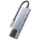 USB-C centrmezgls Tech-Protect V3 5in1, HDMI, RJ45, USB 3.0, pelēks