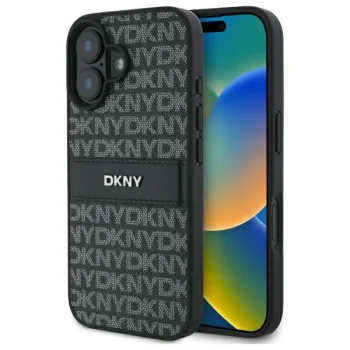 DKNY Texture Pattern Tonal Stripe vāciņš iPhone 16 6.1", melns