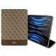 Guess iPad Pro 12.9\" atverams vāciņš maciņš grāmatiņa 4G Stripe Allover, brūns