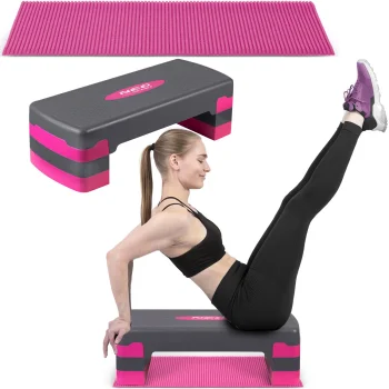 Neo-Sport NS-400 3 līmeņu fitnesa steps, rozā