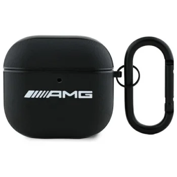 Mercedes-AMG Leather White Logo maciņš AirPods 4 austiņām melns/balts