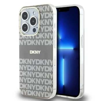 DKNY iPhone 15 Pro vāciņš IML Mono & Stripe MagSafe, bēšs