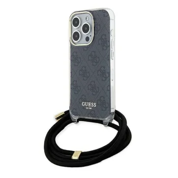 Guess iPhone 15 Pro vāciņš HC Crossbody Cord 4G Print, melns