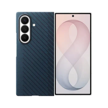 Samsung Galaxy Z Fold 8 Ultra vāciņš Carbon Magnet Case ar 2 plēvēm, tumši zils