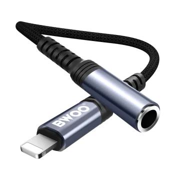 BWOO BZ48 Lightning uz 3.5mm AUX audio adapteris, Melns
