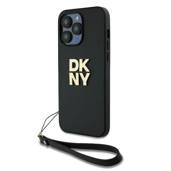 DKNY iPhone 14 Pro vāciņš Wrist Strap Stock Logo, melns