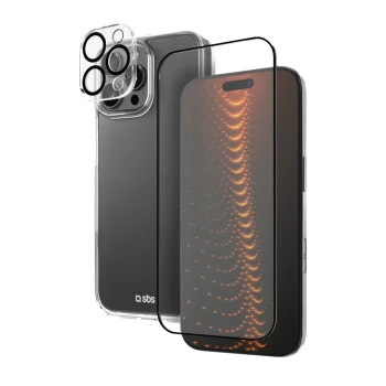 Aizsargkomplekts SBS iPhone 16 Pro Max ar D3O: vāciņš un aizsargstikli, caurspīdīgs