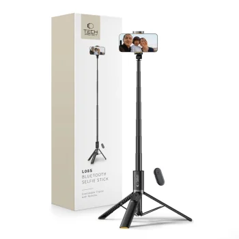 Tech-Protect L08S Bluetooth selfiju nūja un statīvs līdz 141cm, melna