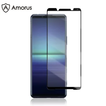 Sony Xperia 5 II AMORUS Tempered Glass Screen Protector | Ekrāna Aizsargstikls Melns Pilna Pārklājuma