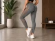 Sieviešu sporta legingi ar augsto jostasvietu un push-up efektu, pelēki, L/XL