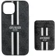 Guess 4G Stripes vāciņš ar MagSafe maciņu iPhone 15, melns